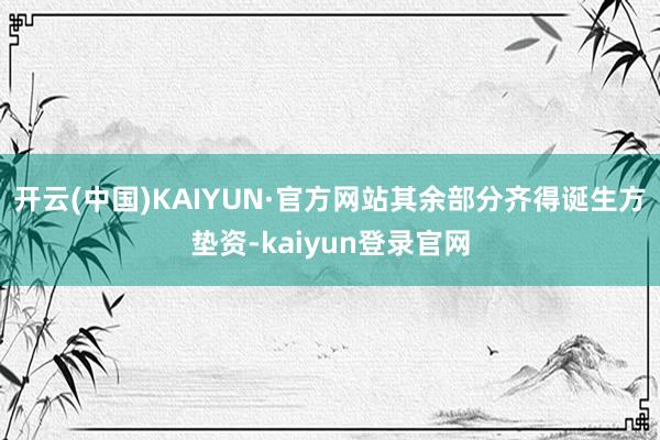 开云(中国)KAIYUN·官方网站其余部分齐得诞生方垫资-kaiyun登录官网