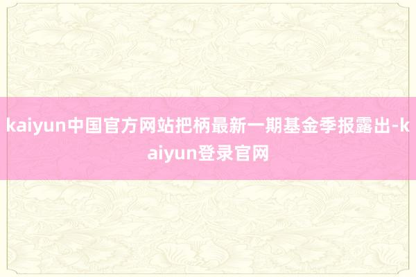 kaiyun中国官方网站把柄最新一期基金季报露出-kaiyun登录官网
