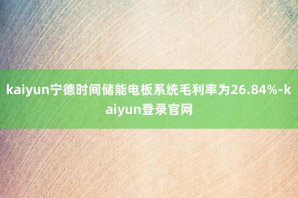 kaiyun宁德时间储能电板系统毛利率为26.84%-kaiyun登录官网