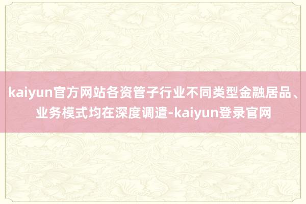 kaiyun官方网站各资管子行业不同类型金融居品、业务模式均在深度调遣-kaiyun登录官网